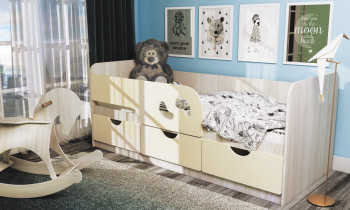 Кровать детская Минима Лего 1,6м (дуб атланта/крем) в Восходе - voskhod.mebel54.com | фото
