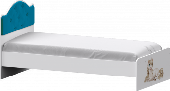 Кровать Каспер с мягкой спинкой и фотопечатью (800х1900)  Белый/Бирюза в Восходе - voskhod.mebel54.com | фото