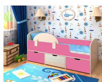 Кровать Малыш-мини Дуб молочный/Розовый в Восходе - voskhod.mebel54.com | фото