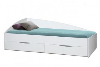 Кровать одинарная "Фея - 3" (асимметричная) (2000х900) New/(белый / белый / ДВПО белый) в Восходе - voskhod.mebel54.com | фото