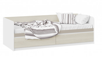 Кровать «Сканди» с 2 ящиками Дуб Гарден/Белый/Глиняный серый в Восходе - voskhod.mebel54.com | фото