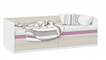 Кровать «Сканди» с 2 ящиками Дуб Гарден/Белый/Лиловый в Восходе - voskhod.mebel54.com | фото