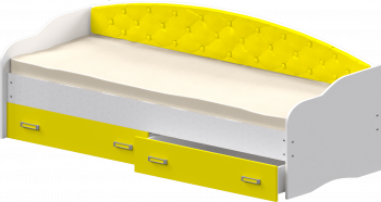 Кровать Софа-7 с мягкой спинкой (800х1900) Белый/Желтый в Восходе - voskhod.mebel54.com | фото