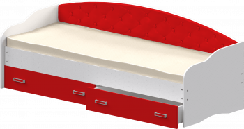Кровать Софа-7 с мягкой спинкой (800х1900) Белый/Красный в Восходе - voskhod.mebel54.com | фото