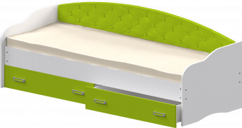 Кровать Софа-7 с мягкой спинкой (800х1900) Белый/Лайм в Восходе - voskhod.mebel54.com | фото