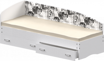 Кровать Софа-9 с мягкой спинкой с рисунком Милана (900х2000) Белый в Восходе - voskhod.mebel54.com | фото