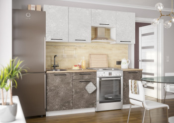 Кухонный гарнитур Нувель 2100мм белый/бетон коричневый в Восходе - voskhod.mebel54.com | фото
