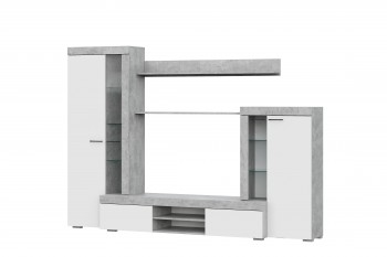 Мебель для гостиной МГС 5 Цемент светлый / Белый в Восходе - voskhod.mebel54.com | фото
