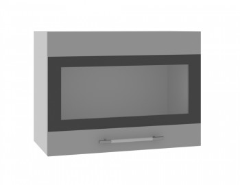 Норд ШВГС 600 Шкаф верхний горизонтальный со стеклом (Софт черный/корпус Белый) в Восходе - voskhod.mebel54.com | фото