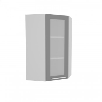 Норд ШВУС 600Н Шкаф верхний угловой (премьер) высокий (Софт черный/корпус Белый) в Восходе - voskhod.mebel54.com | фото