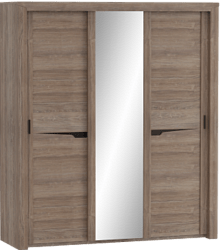 Шкаф трехдверный Соренто с раздвижными дверями Дуб стирлинг/Кофе структурный матовый в Восходе - voskhod.mebel54.com | фото